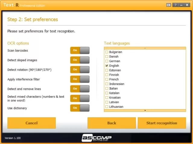 Программа OCR ASCOMP Text-R Pro